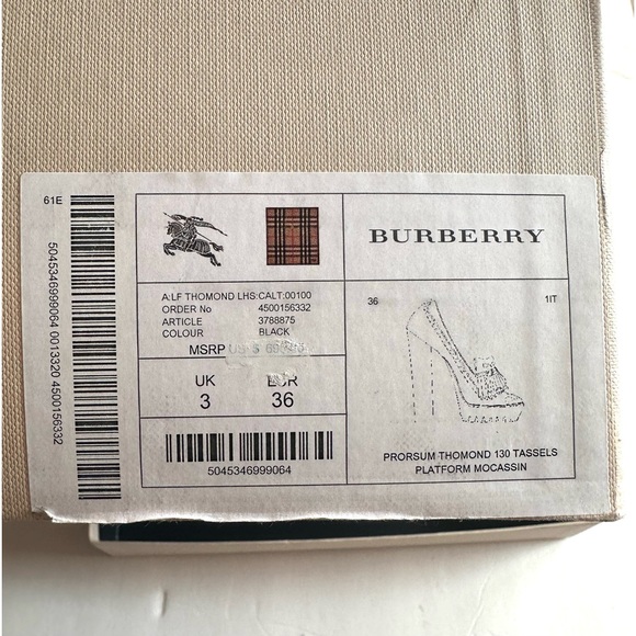 BURBERRY Prorsum Thomond 130 Tassels Platform Pumps Black Mocassin New in/Box - Picture 14 of 14
